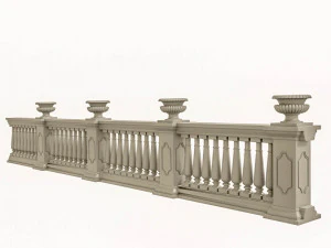 Baroque stone fence 3D Model