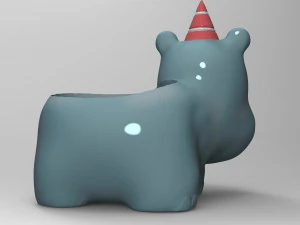 hippopotamus planter pot 3D Model