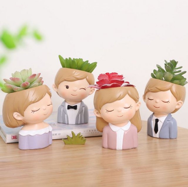 pack 2 cute girls and boys planters 3D 모델 .c4d .max .obj .3ds .fbx .stl .blend 