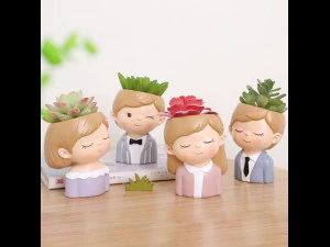 pack 2 cute girls and boys planters 3D Model