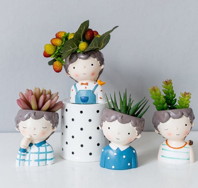 pack 1 cute girls and boys planters 3D-Modell .c4d .max .obj .3ds .fbx .stl .blend 