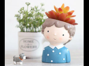 pack 1 cute girls and boys planters 3D Model