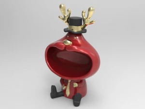 home decoration model accessories cool deer figurine for interior big mouth 3D Model