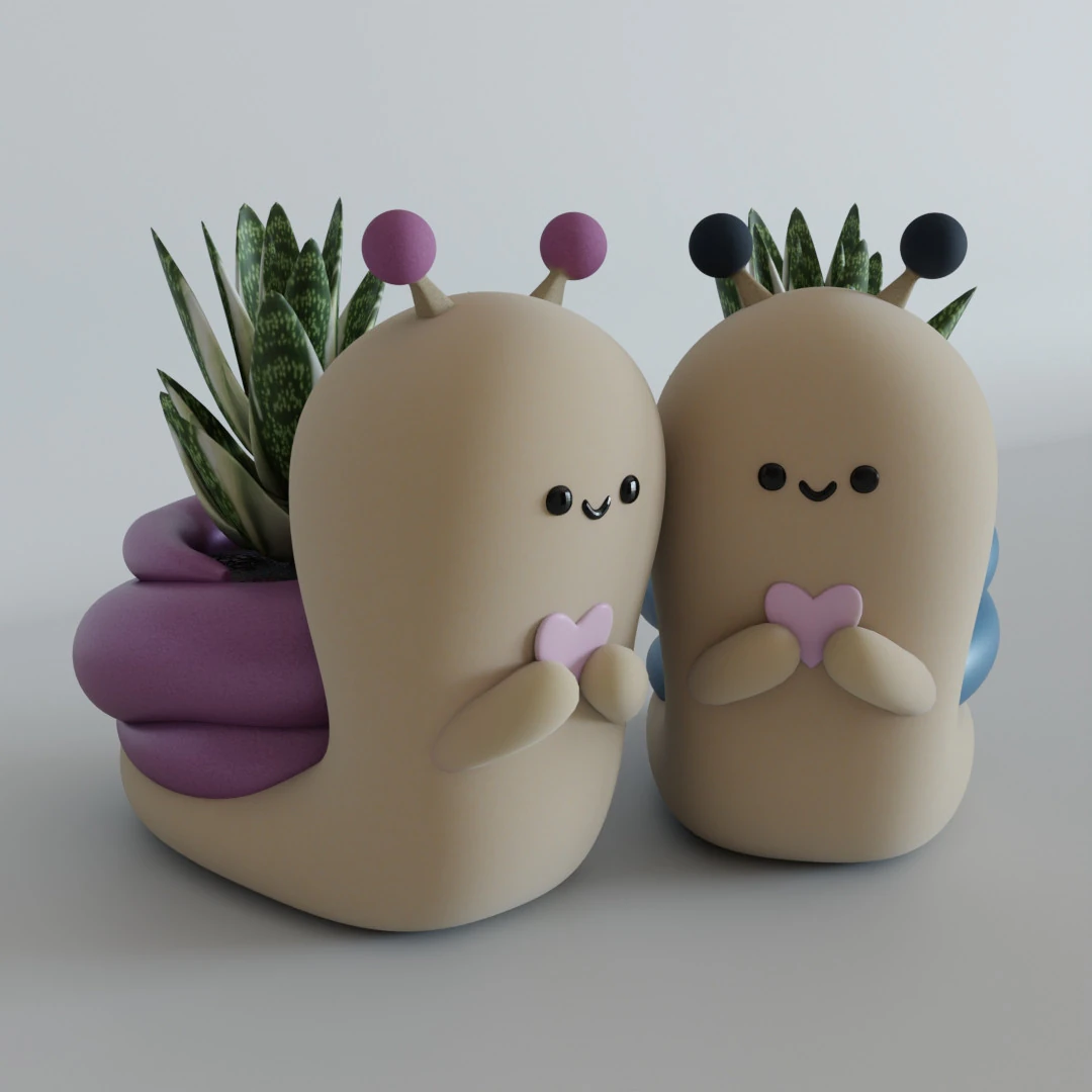 Cute Snail Planter - STL File for 3D Printing 3D Print Model .c4d .max .obj .3ds .fbx .stl .blend 