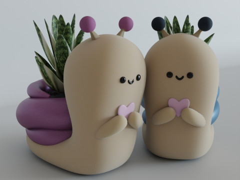 Cute Snail Planter - STL File for 3D Printing Modelo de Impressão 3D