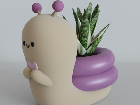 Cute Snail Planter - STL File for 3D Printing Model Cetak 3D