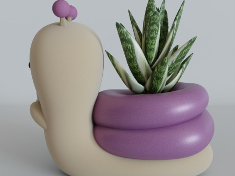 Cute Snail Planter - STL File for 3D Printing Model Cetak 3D