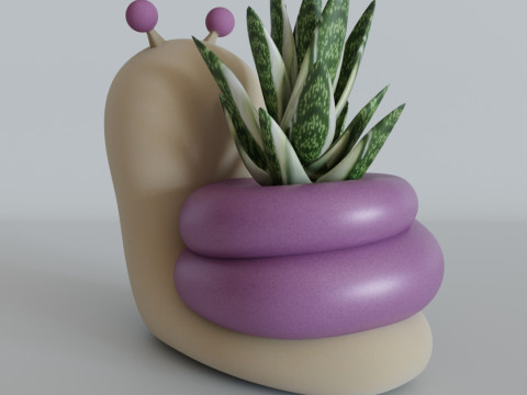 Cute Snail Planter - STL File for 3D Printing Model Cetak 3D