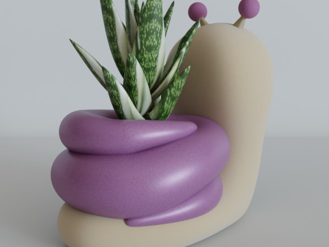 Cute Snail Planter - STL File for 3D Printing Model Cetak 3D