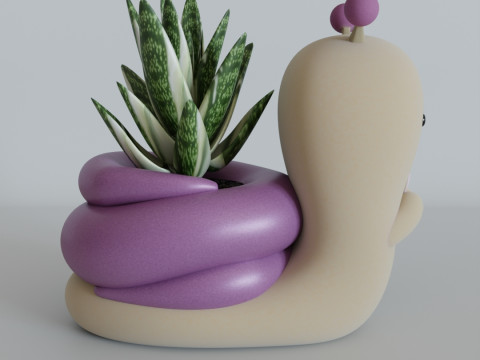 Cute Snail Planter - STL File for 3D Printing Model Cetak 3D