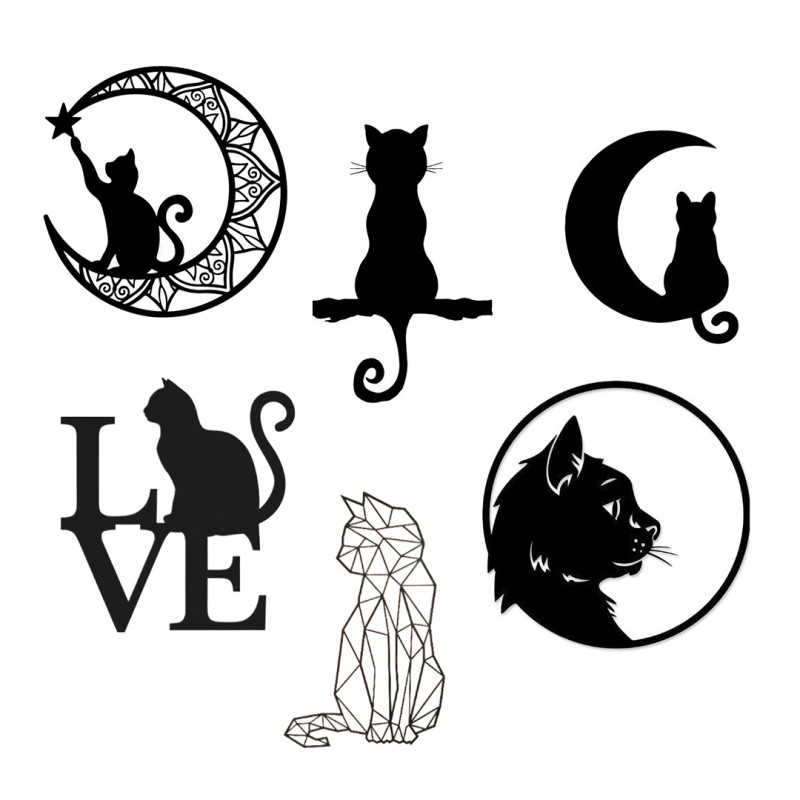 Cat Silhouette Wall Decoration 3D 프린트 모델 .c4d .max .obj .3ds .fbx .stl .blend 