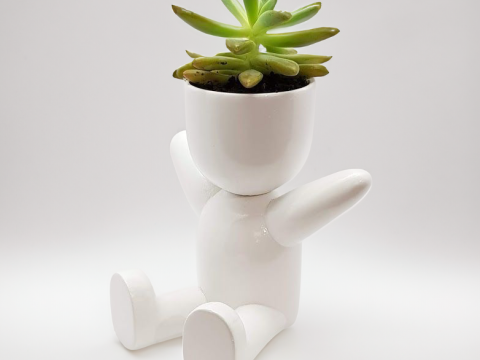 Adorable 3D Printable Sitting Planter STL File Cute Succulent Holder Digital Design for Home Decor 3D Принт Модель