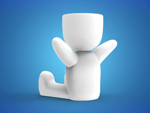 Adorable 3D Printable Sitting Planter STL File Cute Succulent Holder Digital Design for Home Decor 3D Print Model