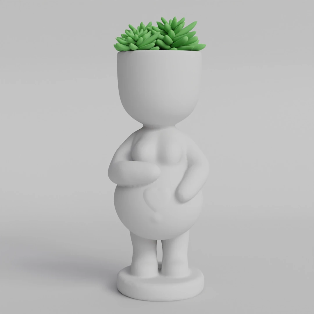 Adorable Pregnant Woman Planter - 3D Printable STL File for Unique Home Decor Cute Flower Pot Baby 3D Print Model .c4d .max .obj .3ds .fbx .stl .blend 