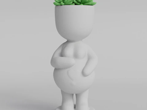 Adorable Pregnant Woman Planter - 3D Printable STL File for Unique Home Decor Cute Flower Pot Baby 3D Print Model