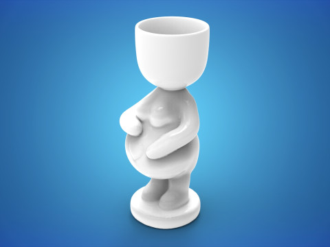 Adorable Pregnant Woman Planter - 3D Printable STL File for Unique Home Decor Cute Flower Pot Baby 3D Print Model
