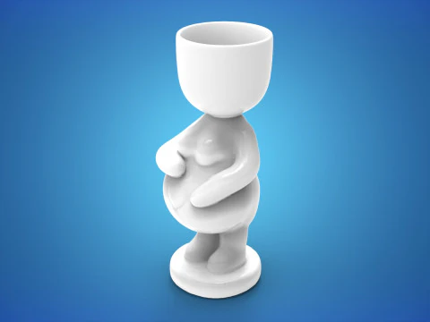 Adorable Pregnant Woman Planter - 3D Printable STL File for Unique Home Decor Cute Flower Pot Baby 3D Print Model