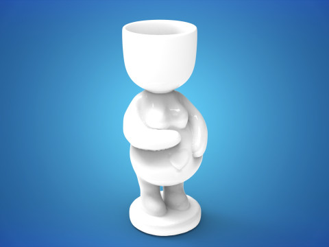 Adorable Pregnant Woman Planter - 3D Printable STL File for Unique Home Decor Cute Flower Pot Baby 3D Print Model