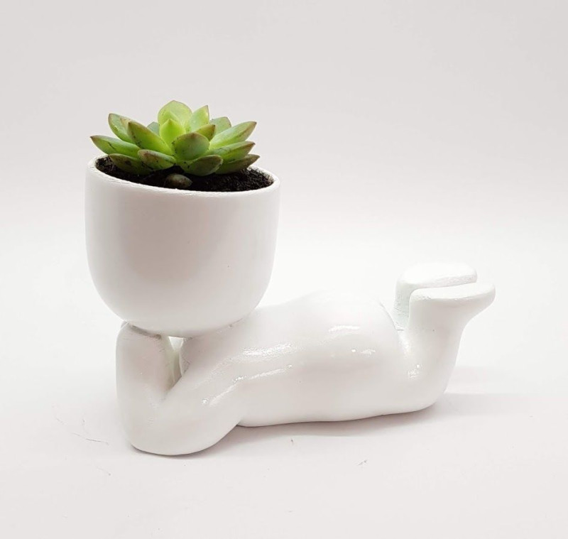 Relaxing Boy Planter 3D Printable STL File for Succulents Desktop Dcor Home Garden Cute Figurine 3D प्रिंट मॉडल .c4d .max .obj .3ds .fbx .stl .blend 