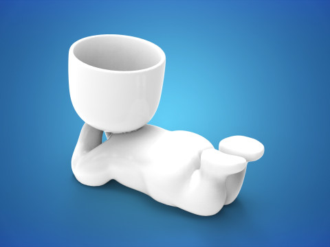 Relaxing Boy Planter 3D Printable STL File for Succulents Desktop Dcor Home Garden Cute Figurine 3D प्रिंट मॉडल