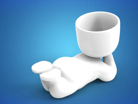 Relaxing Boy Planter 3D Printable STL File for Succulents Desktop Dcor Home Garden Cute Figurine 3D Print Model