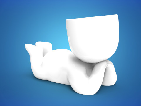 Relaxing Boy Planter 3D Printable STL File for Succulents Desktop Dcor Home Garden Cute Figurine 3D प्रिंट मॉडल
