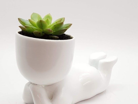 Relaxing Boy Planter 3D Printable STL File for Succulents Desktop Dcor Home Garden Cute Figurine 3D प्रिंट मॉडल