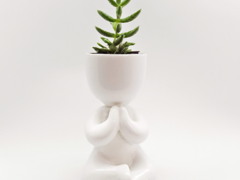 Charming Meditating Zen Planter STL File for 3D Printing Yoga Inspired Cute Plant Holder Medit Modelo de impresión 3D