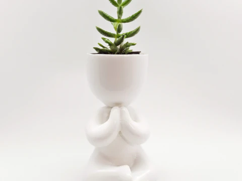 Charming Meditating Zen Planter STL File for 3D Printing Yoga Inspired Cute Plant Holder Medit 3D Print Model