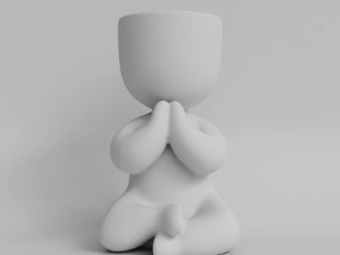Charming Meditating Zen Planter STL File for 3D Printing Yoga Inspired Cute Plant Holder Medit 3D Print Model