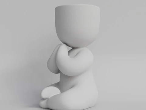 Charming Meditating Zen Planter STL File for 3D Printing Yoga Inspired Cute Plant Holder Medit 3D Print Model