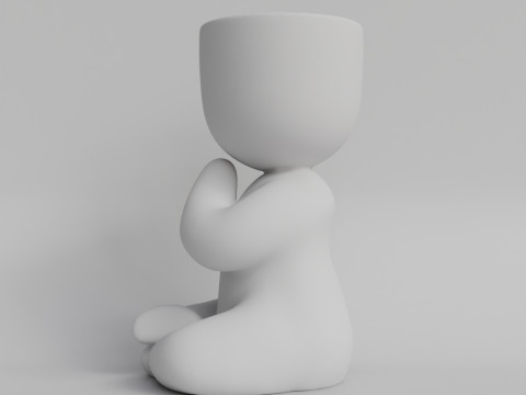 Charming Meditating Zen Planter STL File for 3D Printing Yoga Inspired Cute Plant Holder Medit 3D-Druckmodell