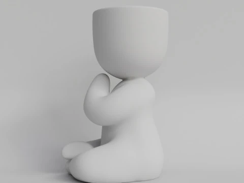 Charming Meditating Zen Planter STL File for 3D Printing Yoga Inspired Cute Plant Holder Medit 3D Print Model