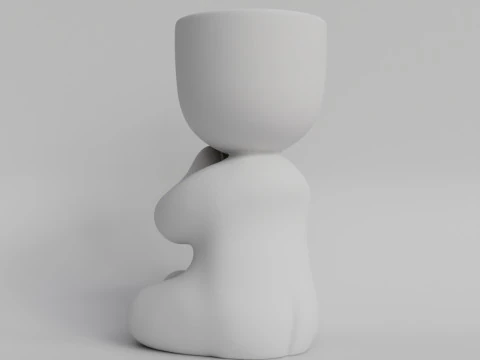 Charming Meditating Zen Planter STL File for 3D Printing Yoga Inspired Cute Plant Holder Medit 3D Print Model