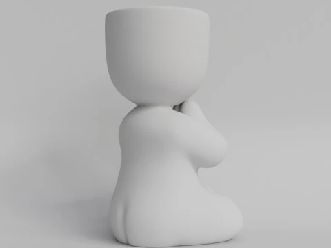 Charming Meditating Zen Planter STL File for 3D Printing Yoga Inspired Cute Plant Holder Medit 3D Print Model