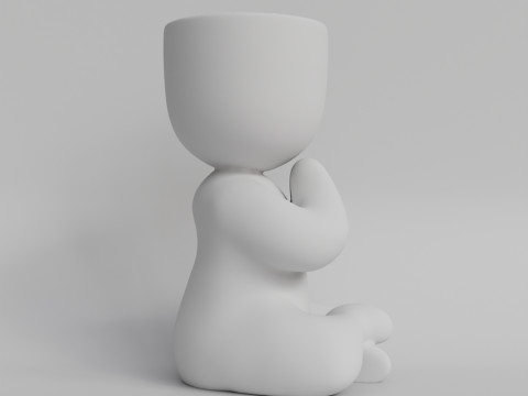 Charming Meditating Zen Planter STL File for 3D Printing Yoga Inspired Cute Plant Holder Medit 3D-Druckmodell