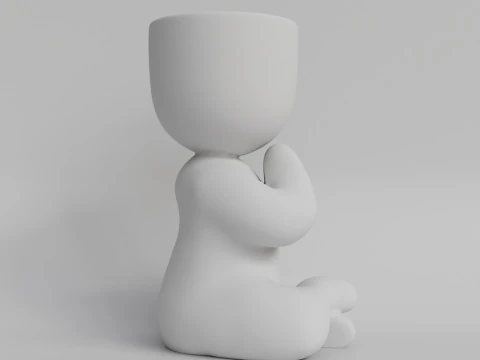 Charming Meditating Zen Planter STL File for 3D Printing Yoga Inspired Cute Plant Holder Medit 3D Print Model