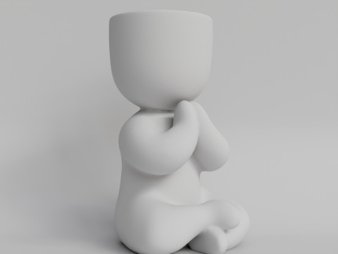 Charming Meditating Zen Planter STL File for 3D Printing Yoga Inspired Cute Plant Holder Medit 3D-Druckmodell