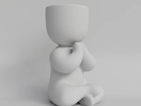 Charming Meditating Zen Planter STL File for 3D Printing Yoga Inspired Cute Plant Holder Medit 3D Print Model