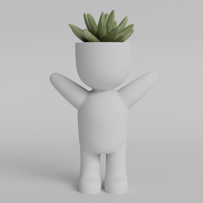 Cute Mini Human-Shaped Planter 3D STL File - Adorable Succulent Pot - Perfect for Home Decor and Des 3D Print Model .c4d .max .obj .3ds .fbx .stl .blend 