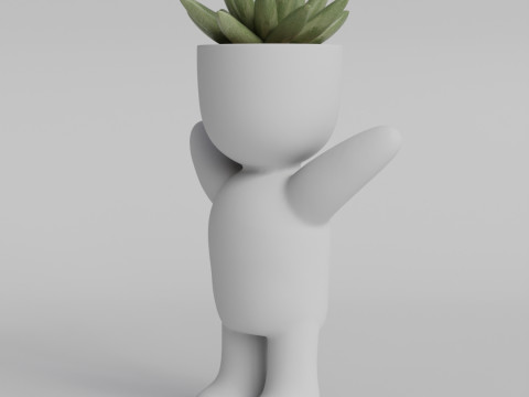 Cute Mini Human-Shaped Planter 3D STL File - Adorable Succulent Pot - Perfect for Home Decor and Des 3D Print Model