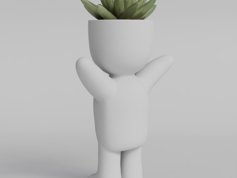 Cute Mini Human-Shaped Planter 3D STL File - Adorable Succulent Pot - Perfect for Home Decor and Des 3D Print Model