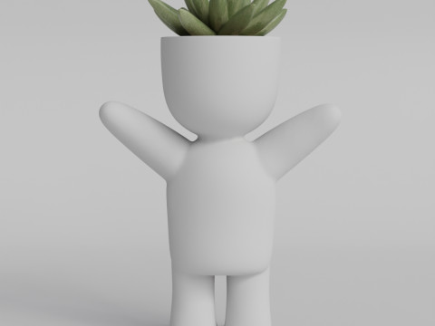 Cute Mini Human-Shaped Planter 3D STL File - Adorable Succulent Pot - Perfect for Home Decor and Des 3D Print Model