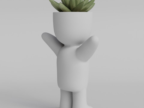 Cute Mini Human-Shaped Planter 3D STL File - Adorable Succulent Pot - Perfect for Home Decor and Des 3D Print Model