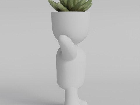 Cute Mini Human-Shaped Planter 3D STL File - Adorable Succulent Pot - Perfect for Home Decor and Des 3D Print Model