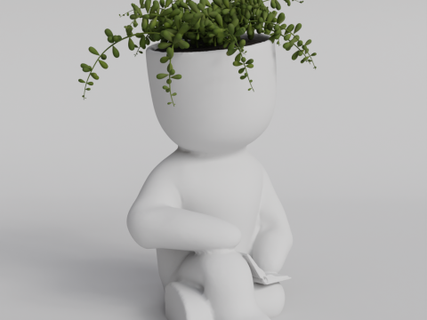 Cute Sitting Character Planter with Book - 3D Printable STL File for Succulents and Small Plants - A 3D 프린트 모델