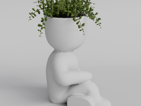 Cute Sitting Character Planter with Book - 3D Printable STL File for Succulents and Small Plants - A 3D 프린트 모델