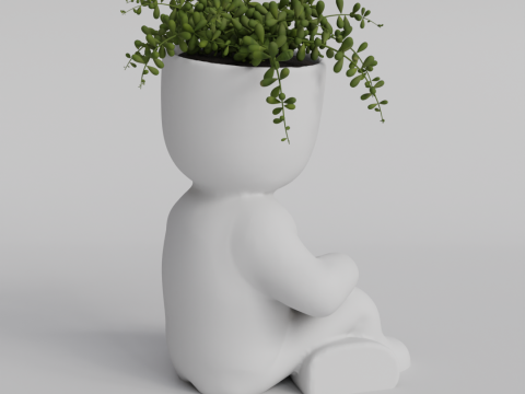 Cute Sitting Character Planter with Book - 3D Printable STL File for Succulents and Small Plants - A 3D 프린트 모델