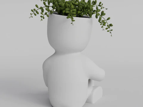 Cute Sitting Character Planter with Book - 3D Printable STL File for Succulents and Small Plants - A 3D Print Model