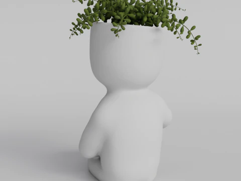 Cute Sitting Character Planter with Book - 3D Printable STL File for Succulents and Small Plants - A 3D Print Model